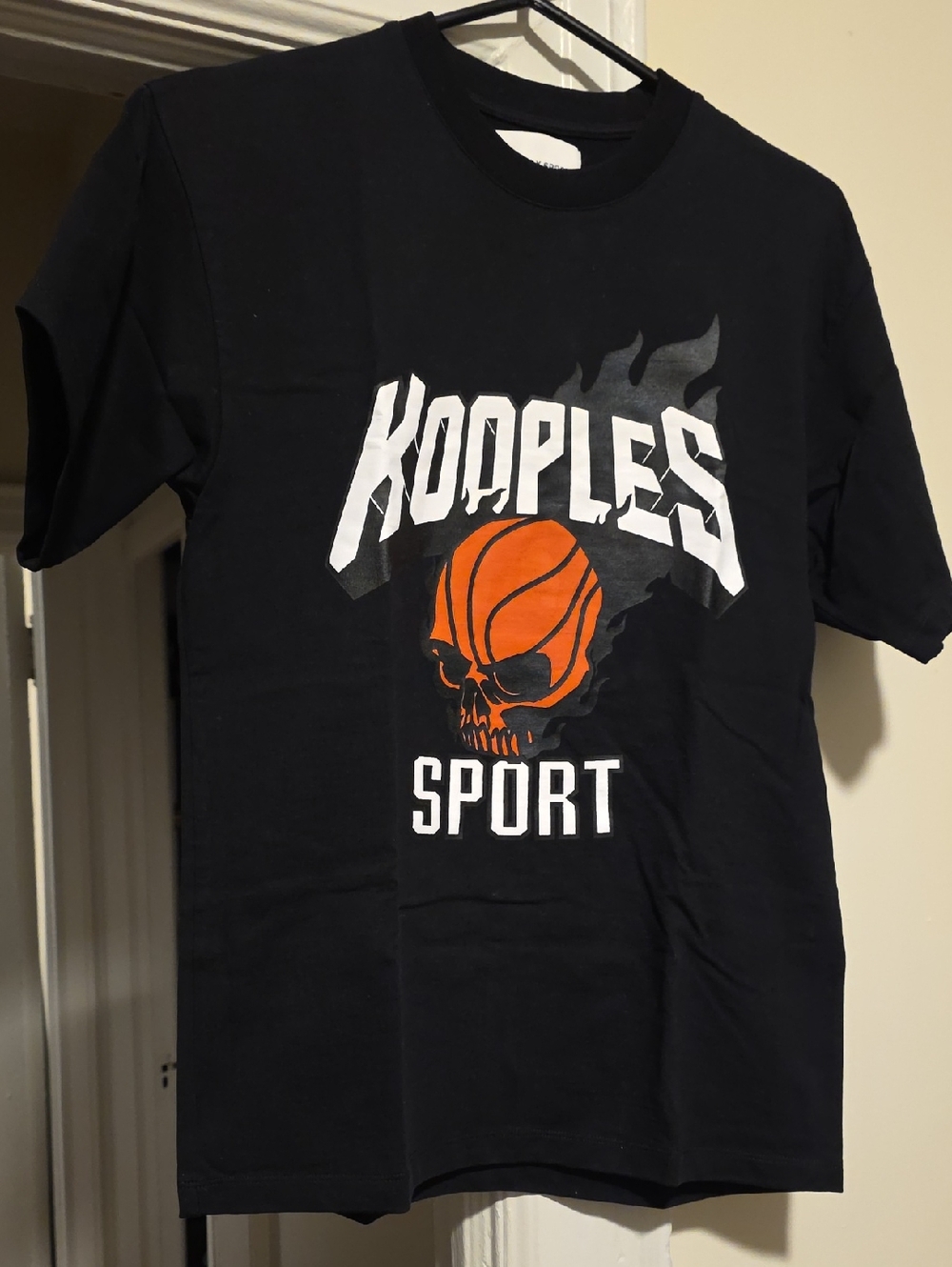 Kooples Sport Black Graphic Tee with Orange Basketball Skull- Like New